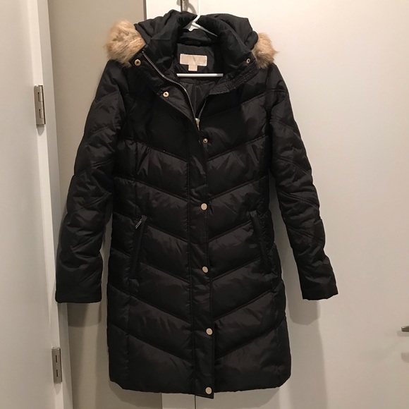 Michael Kors | Jackets & Coats | Mk Puffer Faux Fur Trim Coat Size S ...